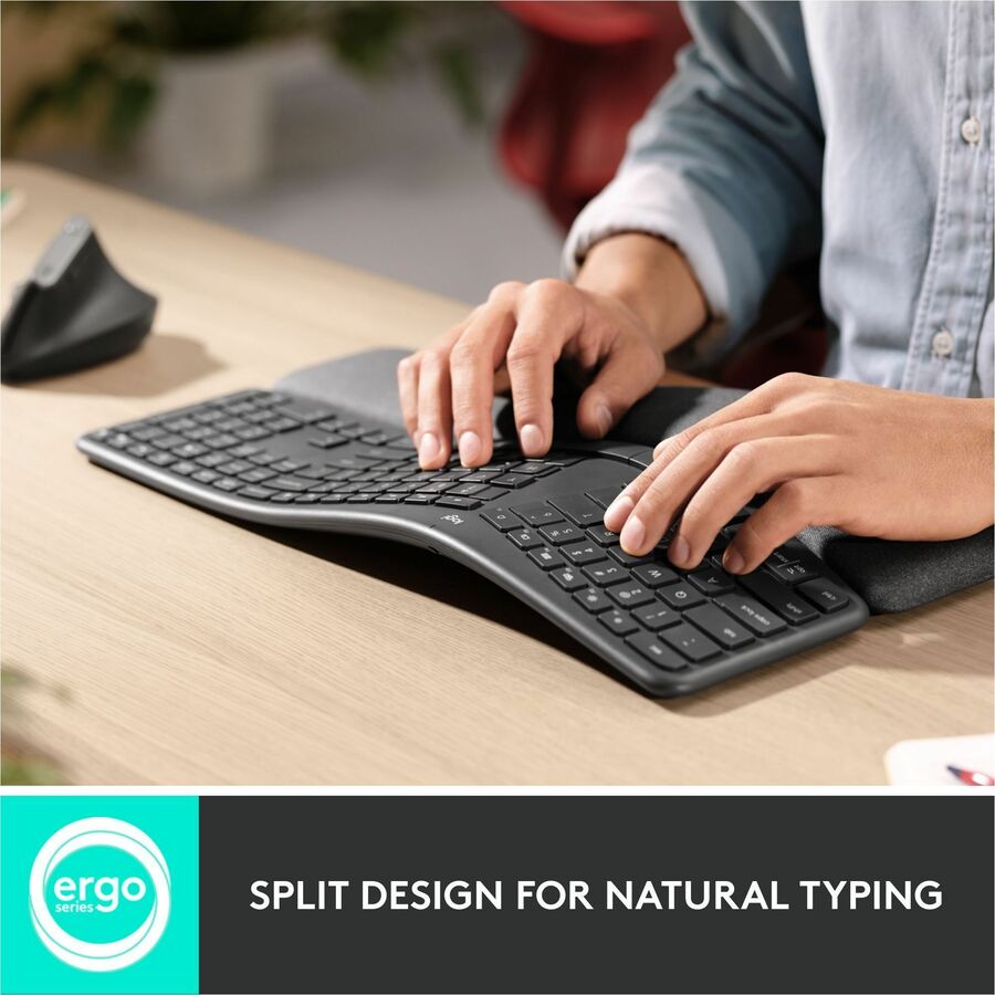 Logitech ERGO K860 Split Ergonomic Keyboard - Wireless Connectivity - Bluetooth - 32.81 ft - ChromeOS - PC, Mac - AAA Ba