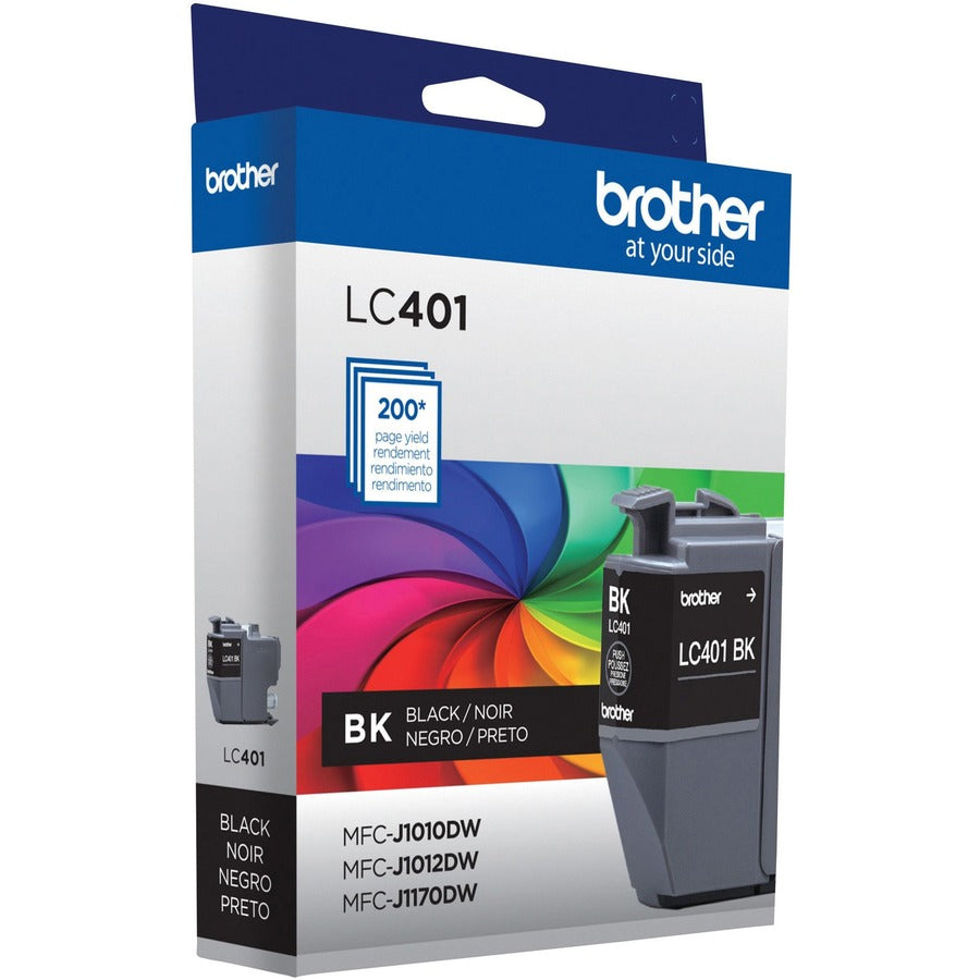 Brother LC401BKS Original Standard Yield Inkjet Ink Cartridge - Single Pack - Black - 1 Each - 200 Pages