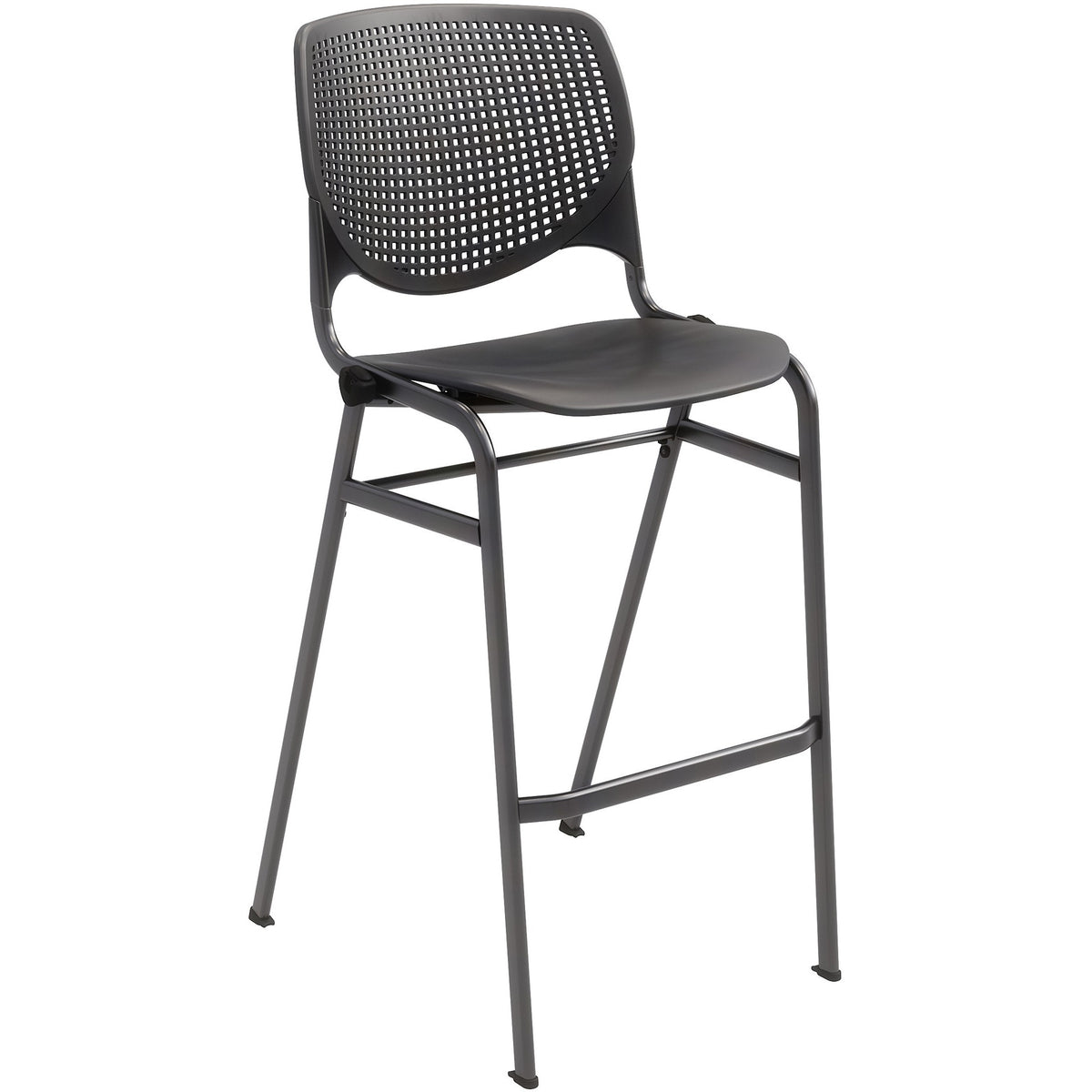KFI Barstool Chair - Black Seat Color - Polypropylene Seat Material - Black Back Color - Aluminum Alloy, Polypropylene B