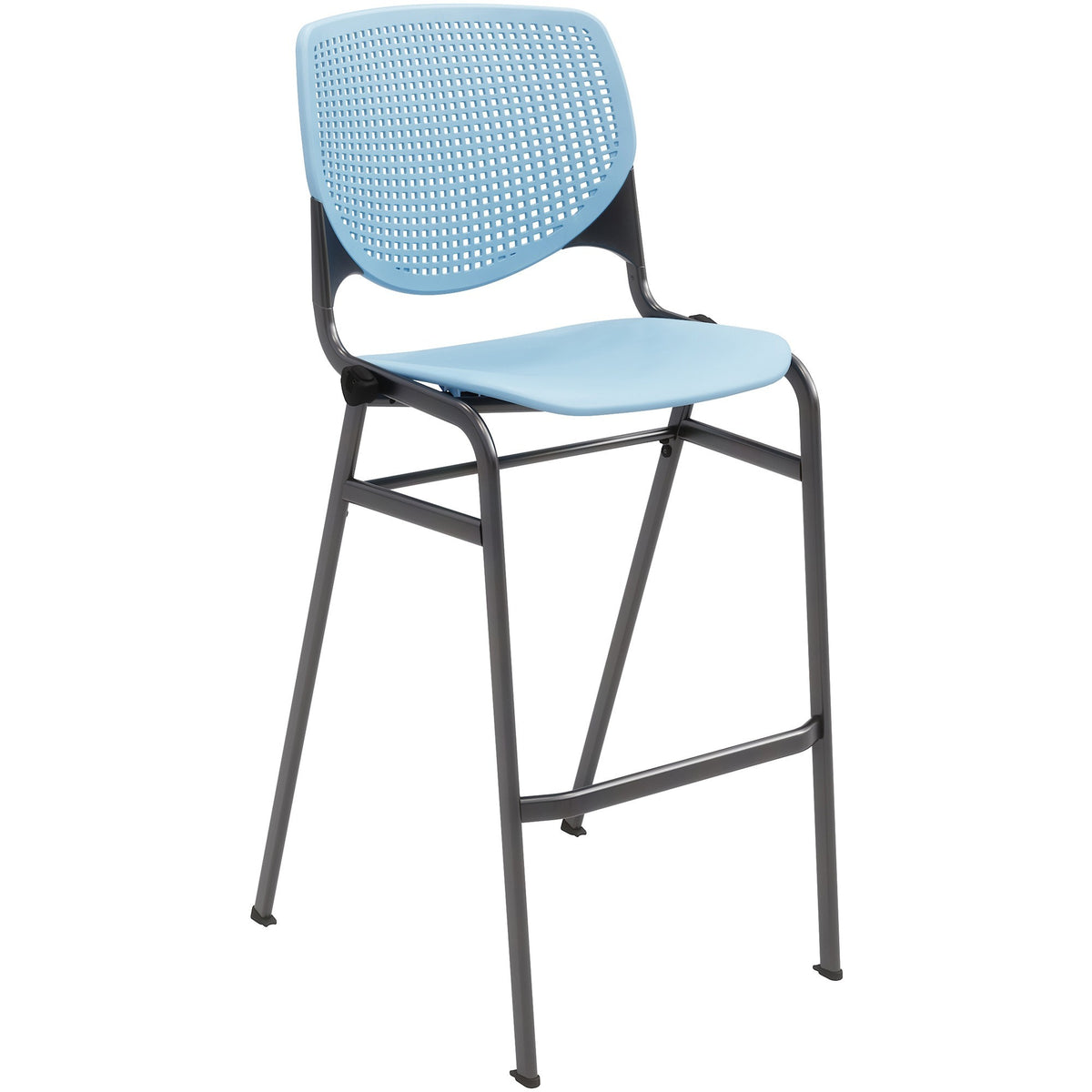 KFI Barstool Chair - Sky Blue Seat Color - Polypropylene Seat Material - Sky Blue Back Color - Aluminum Alloy, Polypropy