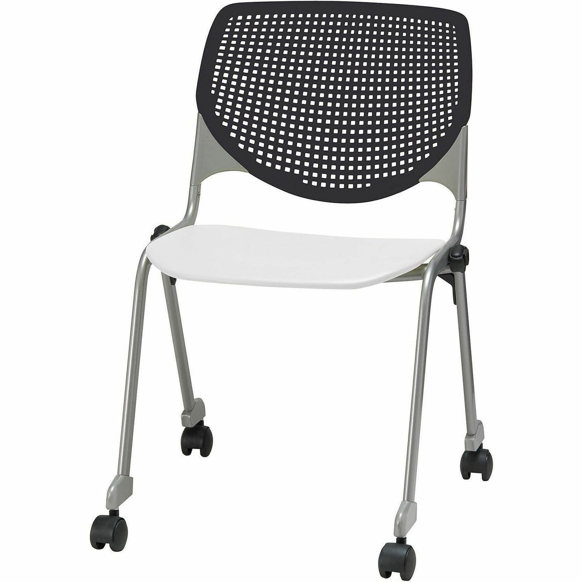 KFI Stacking Chair - Black, White - 1 Each