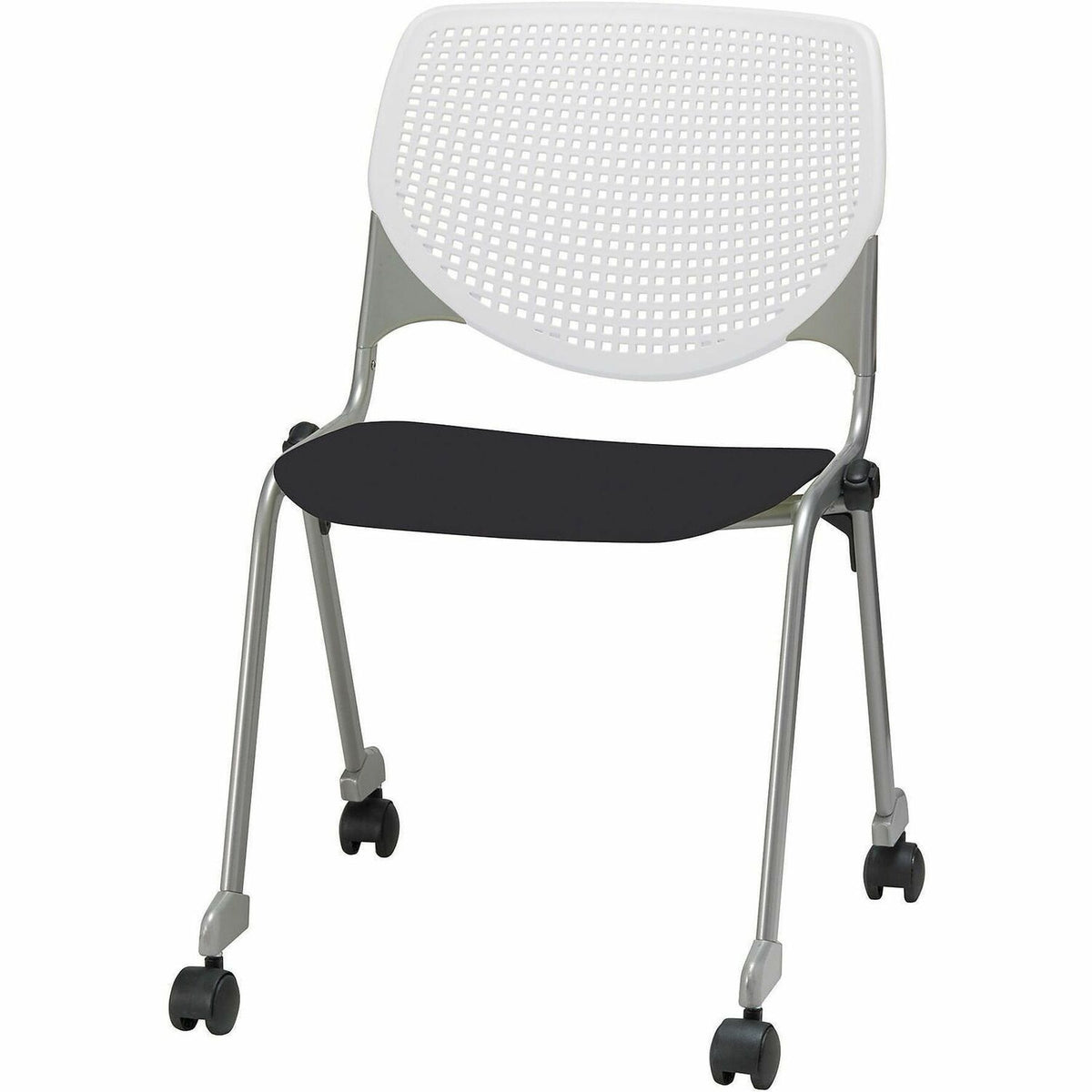 KFI Stacking Chair - Black, White - 1 Each