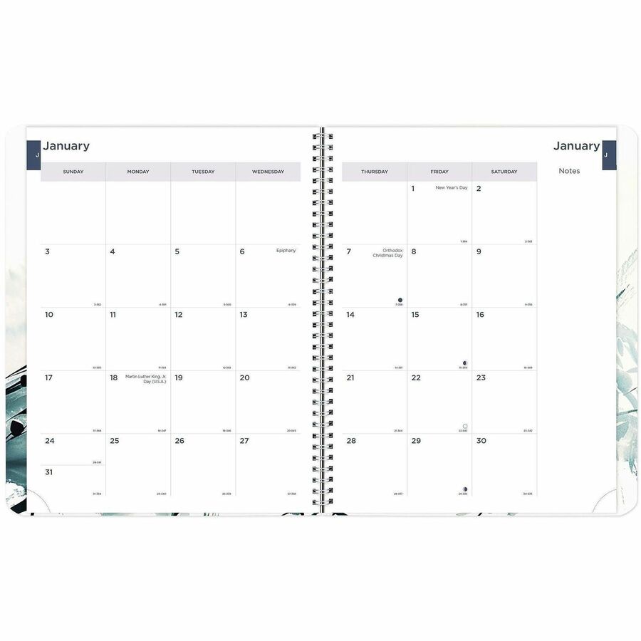 Rediform Watercolor Weekly/Monthly Planner - Julian Dates - Weekly, Monthly - 12 Month - January 2027 to December 2027 -