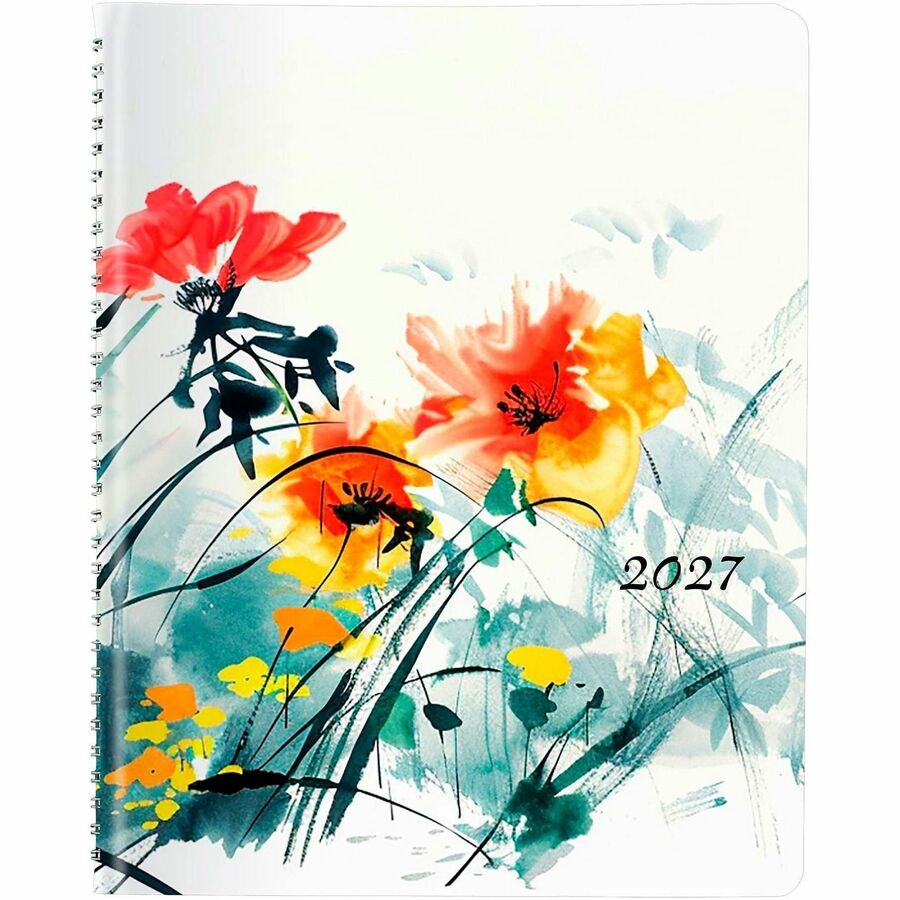 Rediform Watercolor Weekly/Monthly Planner - Julian Dates - Weekly, Monthly - 12 Month - January 2027 to December 2027 -