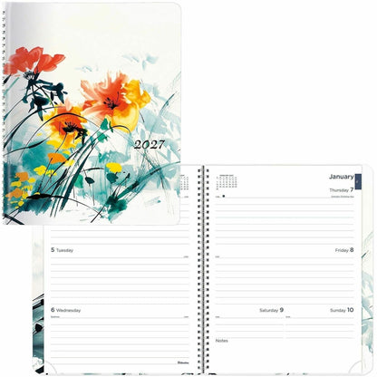 Rediform Watercolor Weekly/Monthly Planner - Julian Dates - Weekly, Monthly - 12 Month - January 2027 to December 2027 -