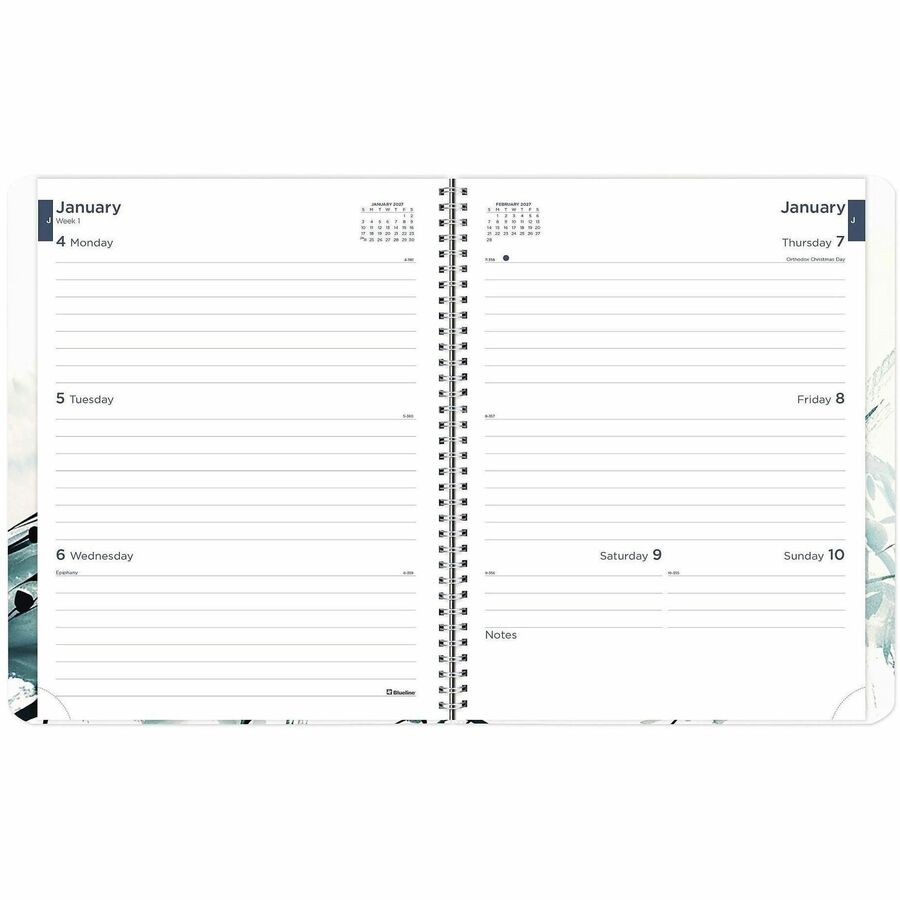 Rediform Watercolor Weekly/Monthly Planner - Julian Dates - Weekly, Monthly - 12 Month - January 2027 to December 2027 -