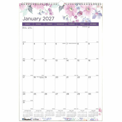 Brownline Desk Pad Calendar - Medium - Regular - Monthly - January 2027 to December 2027 - White Sheet - Desk Pad - 17" 