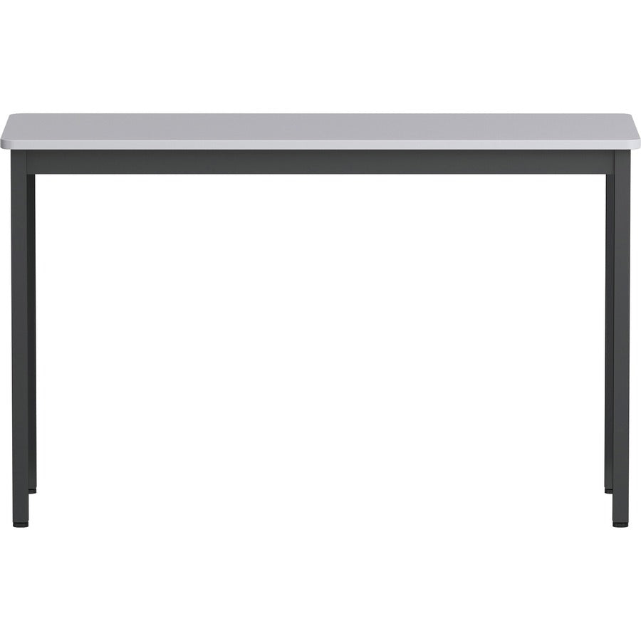 Lorell Utility Table - Gray Rectangle, Laminated Top - Powder Coated Black Base - 500 lb Capacity - 1 Each