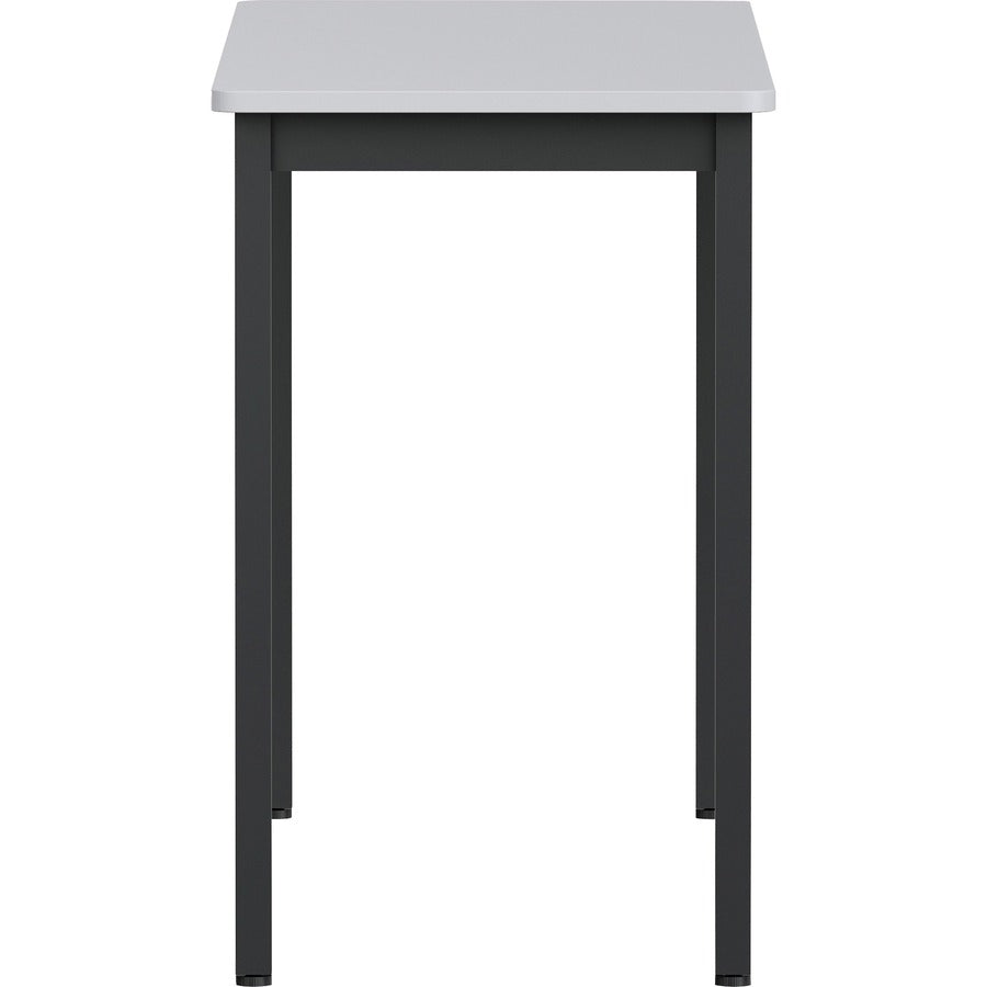 Lorell Utility Table - Gray Rectangle, Laminated Top - Powder Coated Black Base - 500 lb Capacity - 1 Each