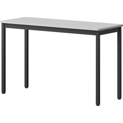 Lorell Utility Table - Gray Rectangle, Laminated Top - Powder Coated Black Base - 500 lb Capacity - 1 Each