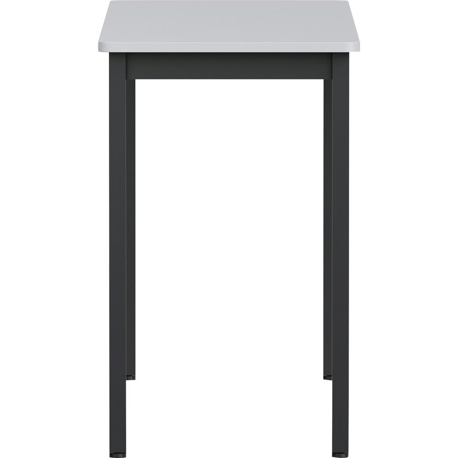 Lorell Utility Table - Gray Rectangle, Laminated Top - Powder Coated Black Base - 500 lb Capacity - 1 Each