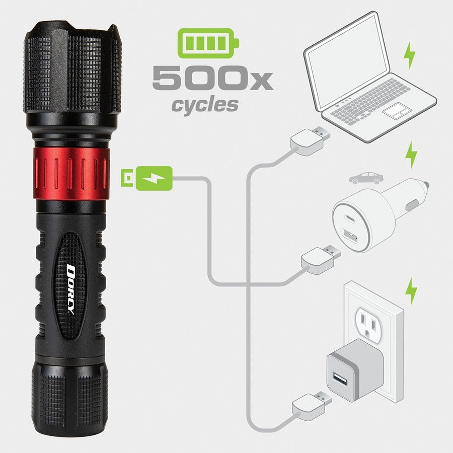 Dorcy Ultra 1000 Lumen USB Rechargeable Flashlight With Powerbank - LED - 1000 lm Lumen - 1 - Lithium Ion (Li-Ion) - Bat