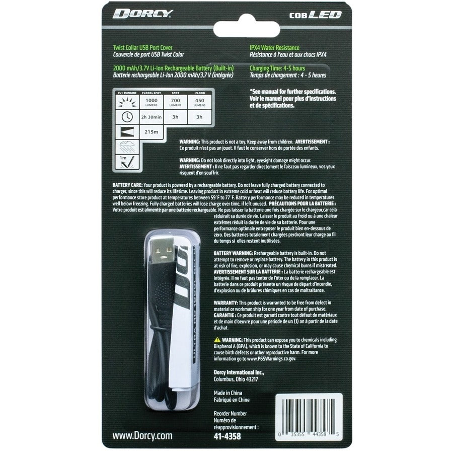 Dorcy Ultra 1000 Lumen USB Rechargeable Flashlight With Powerbank - LED - 1000 lm Lumen - 1 - Lithium Ion (Li-Ion) - Bat