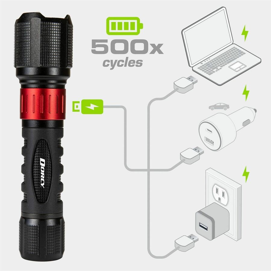 Dorcy Ultra 1000 Lumen USB Rechargeable Flashlight With Powerbank - LED - 1000 lm Lumen - 1 - Lithium Ion (Li-Ion) - Bat
