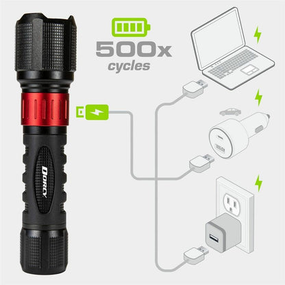 Dorcy Ultra 1000 Lumen USB Rechargeable Flashlight With Powerbank - LED - 1000 lm Lumen - 1 - Lithium Ion (Li-Ion) - Bat
