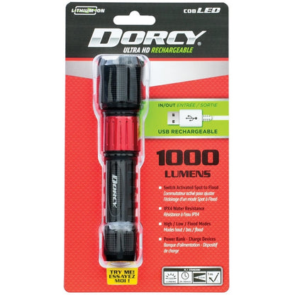 Dorcy Ultra 1000 Lumen USB Rechargeable Flashlight With Powerbank - LED - 1000 lm Lumen - 1 - Lithium Ion (Li-Ion) - Bat