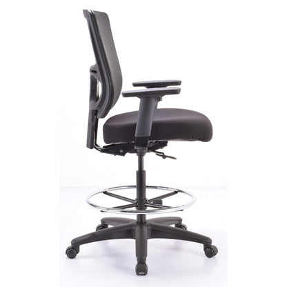 Eurotech Apollo II Extended Height Stool - 5-star Base - Black - Armrest - 1 Each