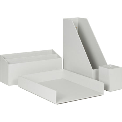 U Brands 4-Piece Desk Organization Set - Desktop - Paper Wrapped - Gray - Chipboard, Paper - 1 Each