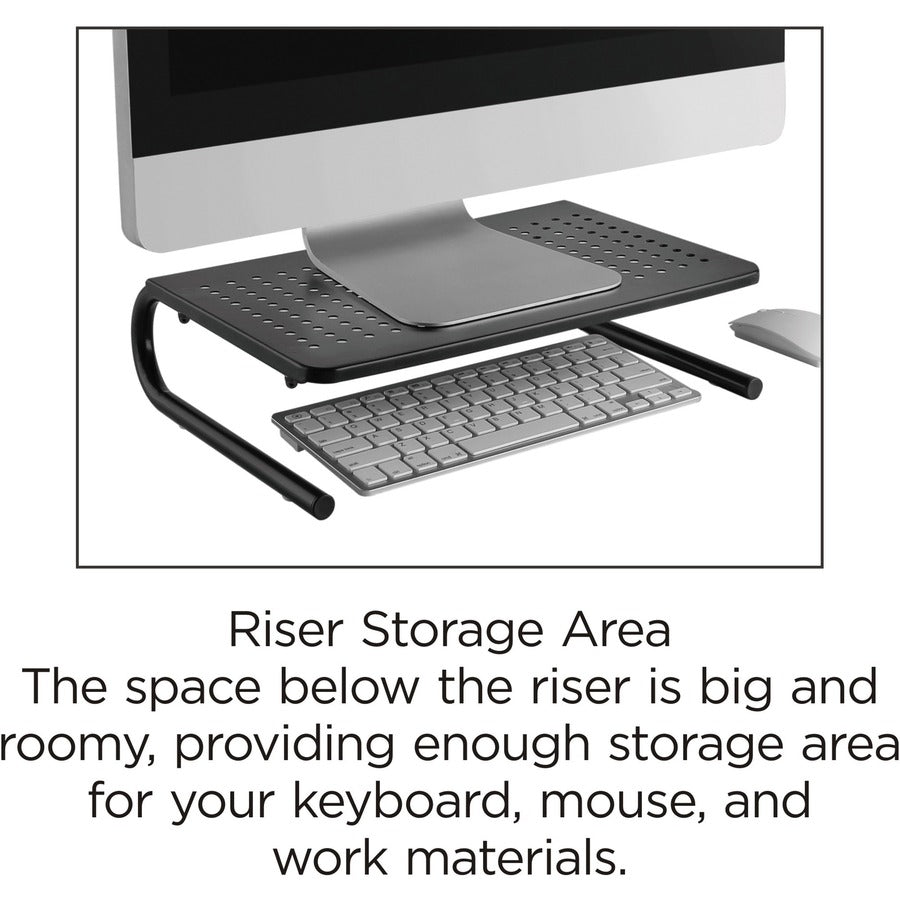 Lorell Monitor/Laptop Stand - 20 lb Load Capacity - 5.50" Height x 14.50" Depth - Desktop - Steel - Black - For Monitor,