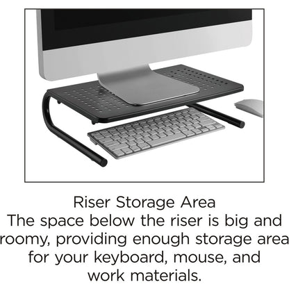 Lorell Monitor/Laptop Stand - 20 lb Load Capacity - 5.50" Height x 14.50" Depth - Desktop - Steel - Black - For Monitor,