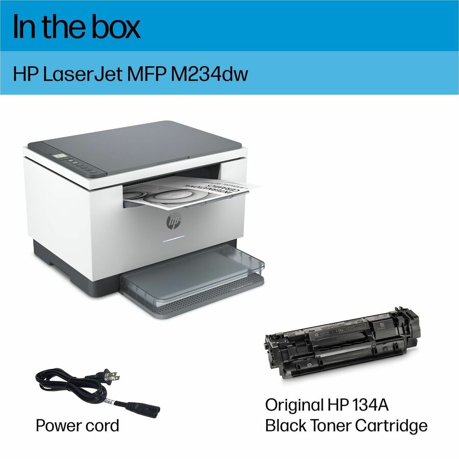 HP LaserJet M234dw Wireless Laser Multifunction Printer - Monochrome - Copier/Printer/Scanner - 30 ppm Mono Print - 600 