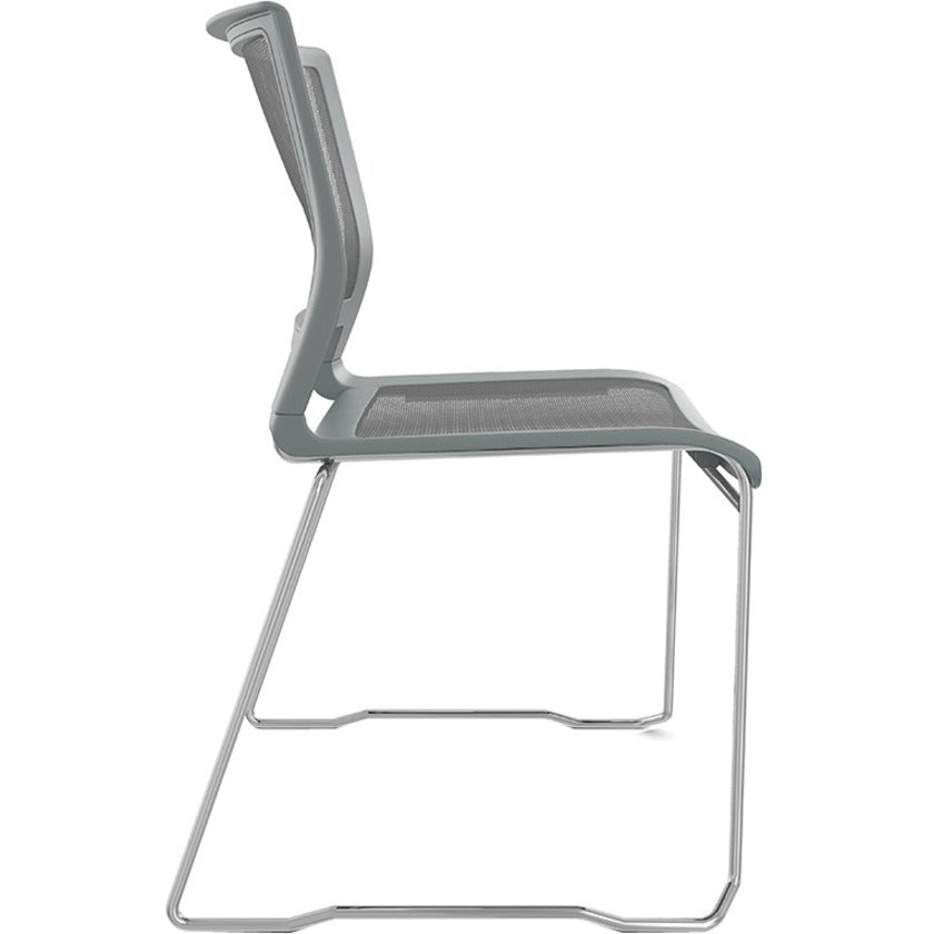 9 to 5 Seating Kip Stack Chair - Gray Seat Color - Chrome Frame Color - Sled Base - 1 Each