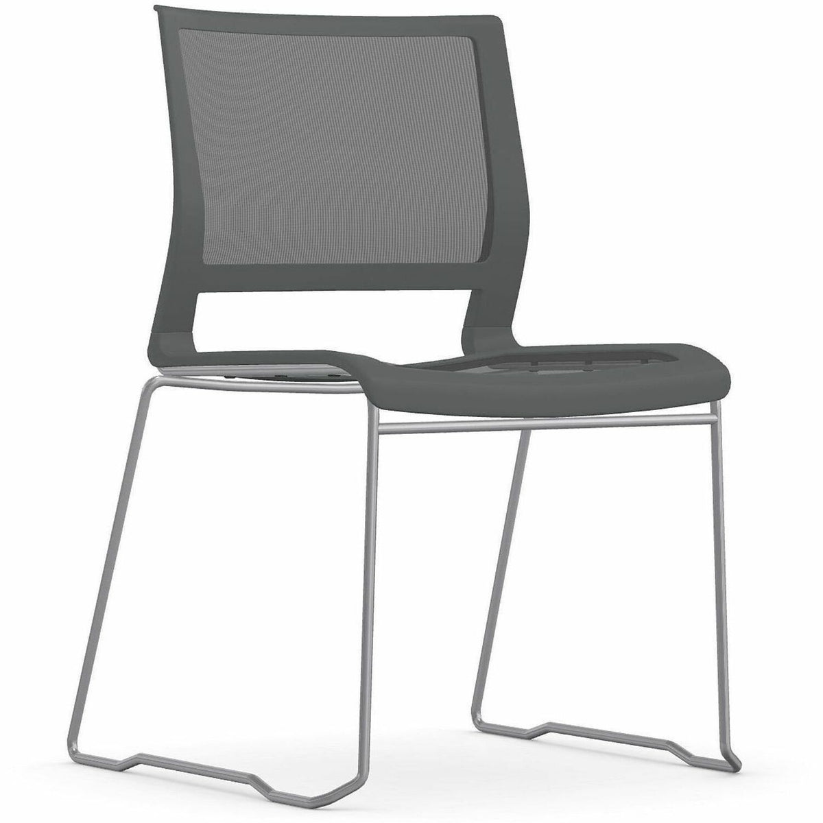 9 to 5 Seating Kip Stack Chair - Gray Seat Color - Chrome Frame Color - Sled Base - 1 Each