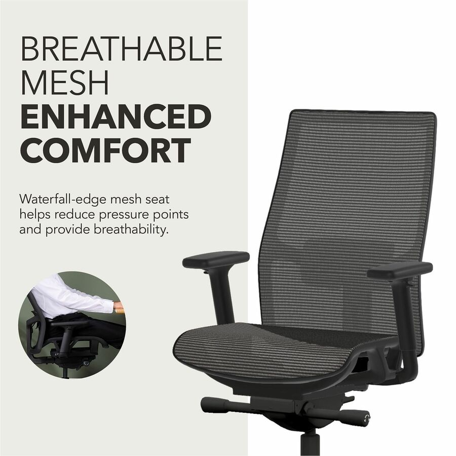 HON Ignition 2.0 Mid-back Mesh Seat Task Chair - Black Seat Color - Mesh Seat Material - Black Back Color - Mesh Back Ma