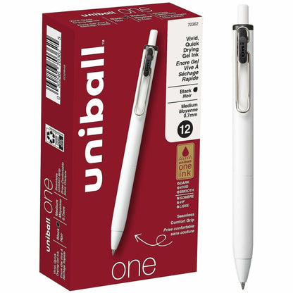 uniball™ ONE Gel Pen - 0.7 mm Medium Pen Point - Black Ink - Gel-based - 12 / Dozen