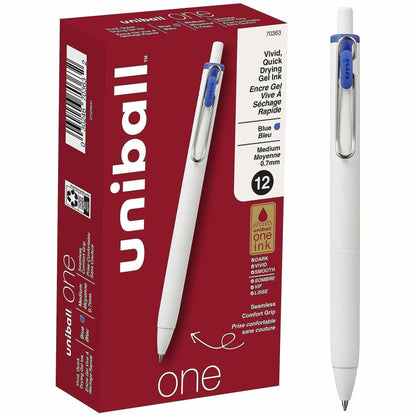 uniball™ ONE Gel Pen - 0.7 mm Medium Pen Point - Blue Ink - Gel-based - 12 / Dozen