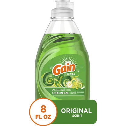 Gain Ultra Original Scent Dishwashing Liquid - 8 fl oz (0.3 quart) - Clean Scent - Green - 12 / Carton