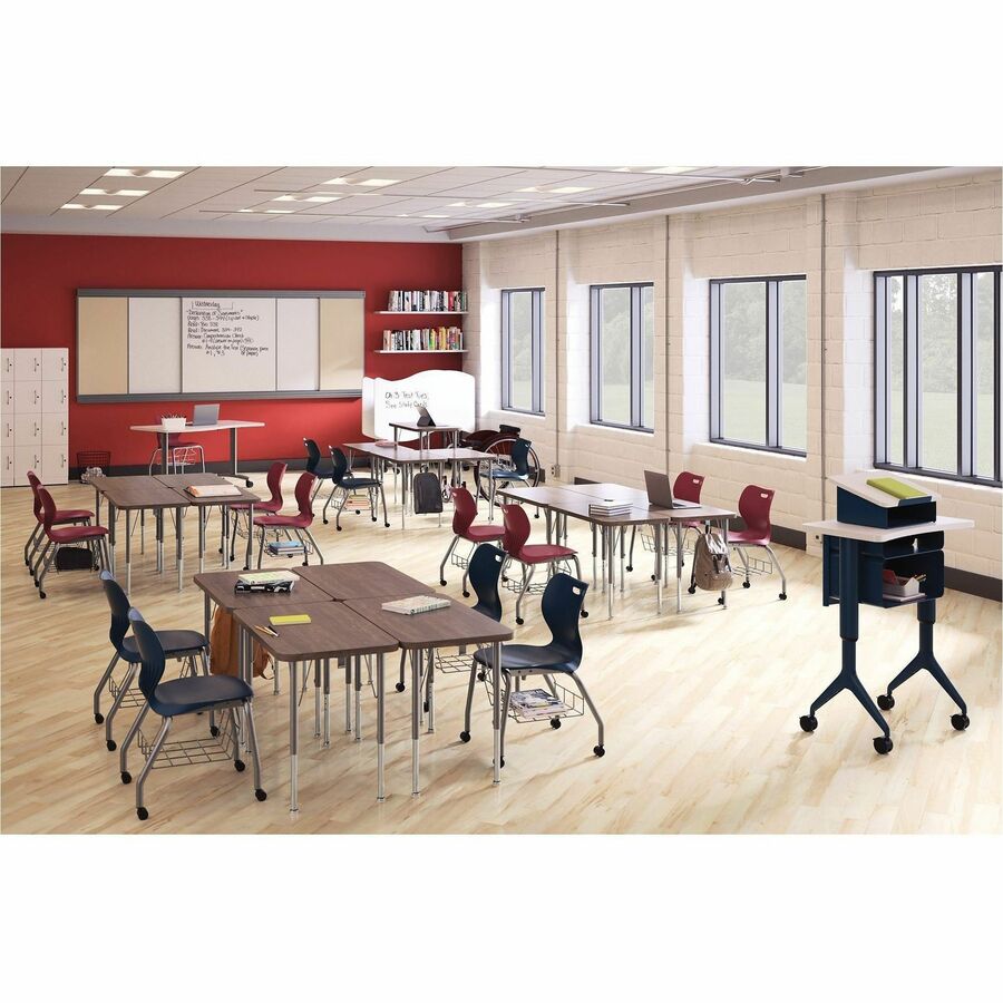 HON Build Series Rectangular Tabletop - Rectangle Top - 25" to 34" Adjustment x 60" Width x 24" Depth - Sterling Ash - 1