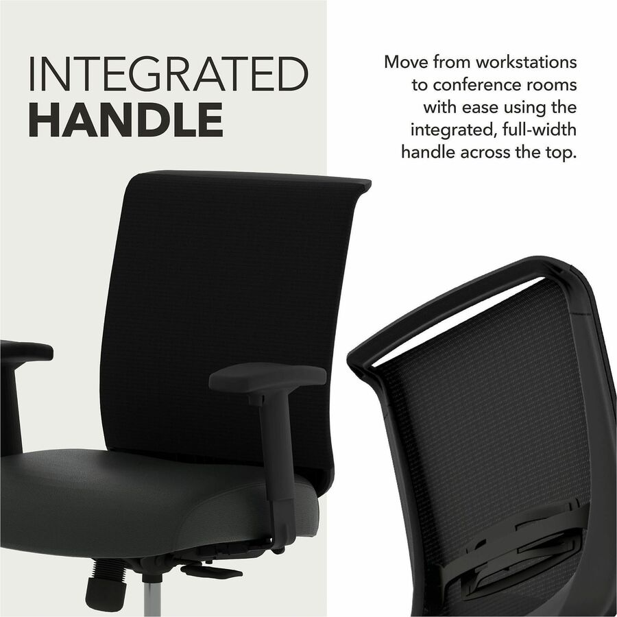 HON Convergence Chair - Black Seat Color - Vinyl Seat Material - Black Back Color - Mesh Back Material - Black Frame Col