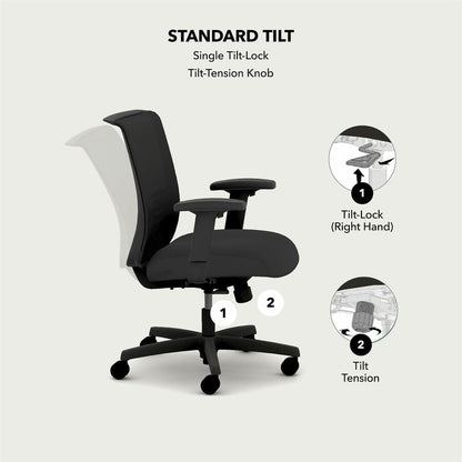 HON Convergence Chair - Black Seat Color - Vinyl Seat Material - Black Back Color - Mesh Back Material - Black Frame Col