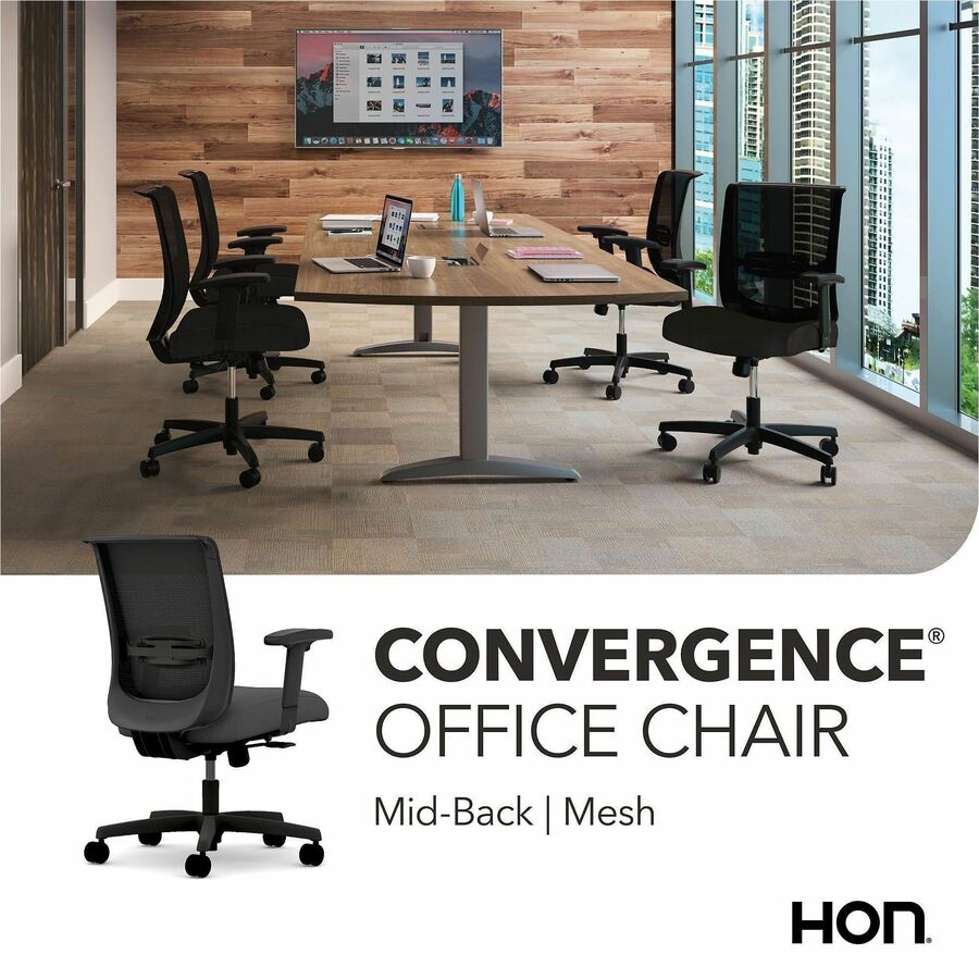 HON Convergence Chair - Black Seat Color - Vinyl Seat Material - Black Back Color - Mesh Back Material - Black Frame Col