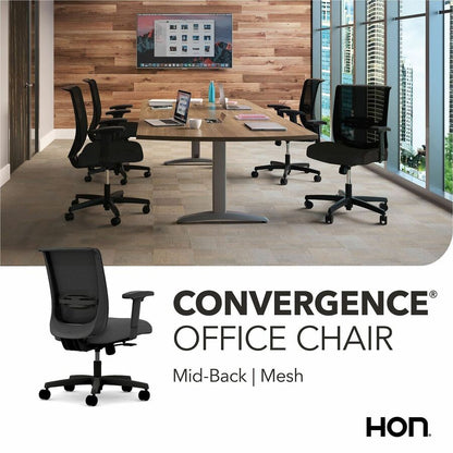 HON Convergence Chair - Black Seat Color - Vinyl Seat Material - Black Back Color - Mesh Back Material - Black Frame Col