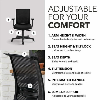 HON Convergence Chair - Iron Ore Seat Color - Fabric Seat Material - Black Back Color - Mesh Back Material - Black Frame