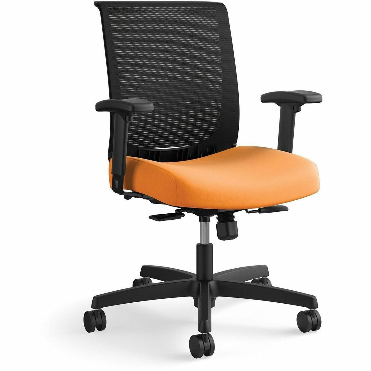 HON Convergence Chair - Apricot Seat Color - Vinyl, Fabric Seat Material - Black Back Color - Mesh Back Material - Black