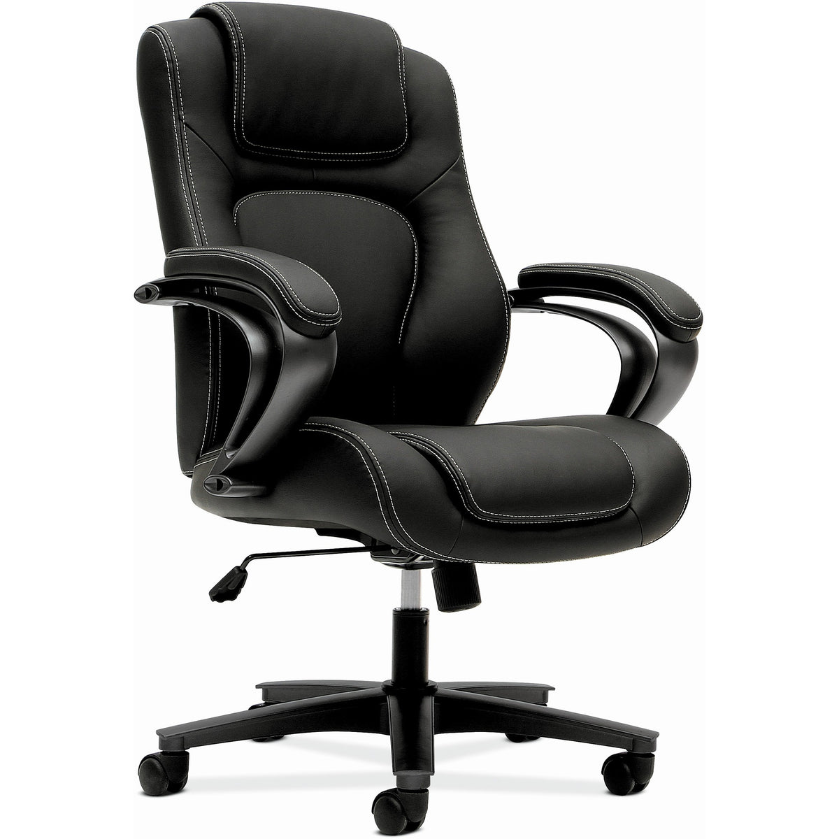 HON Chair - Vinyl Seat Material - Black Back Color - Vinyl Back Material - Black Frame Color - Mid Back - 5-star Base - 