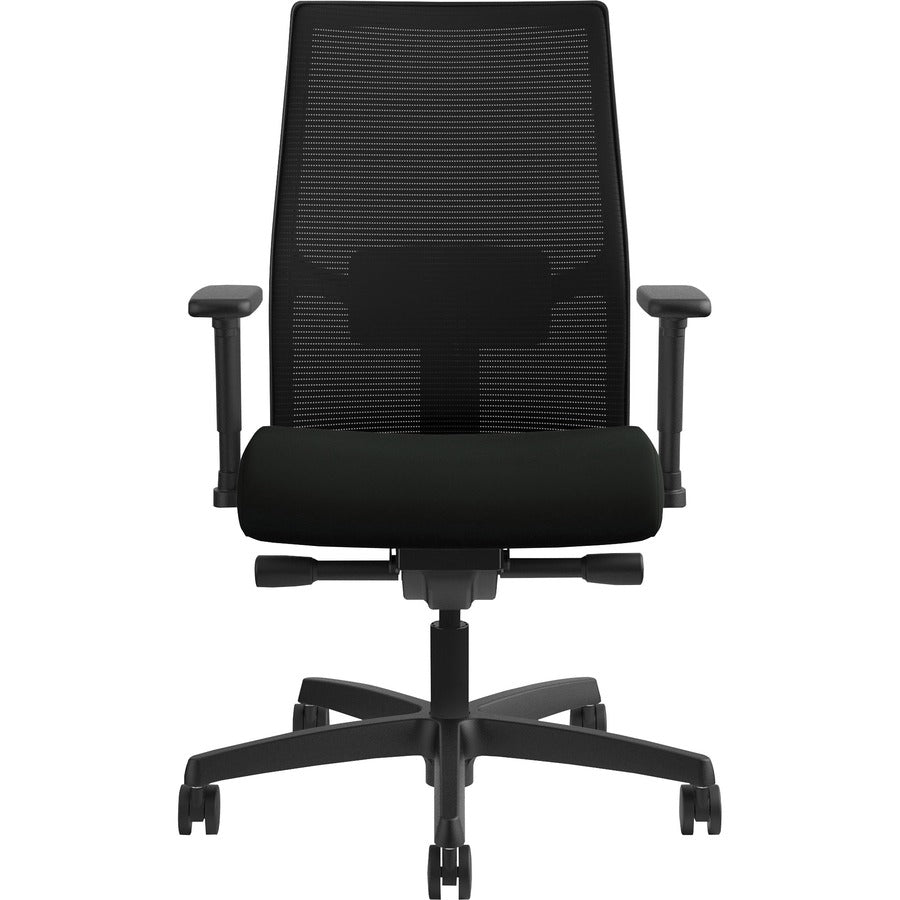 HON Ignition 2.0 Chair - Vinyl Seat Material - Black Back Color - Mesh Back Material - Black Frame Color - Black - 1 Eac