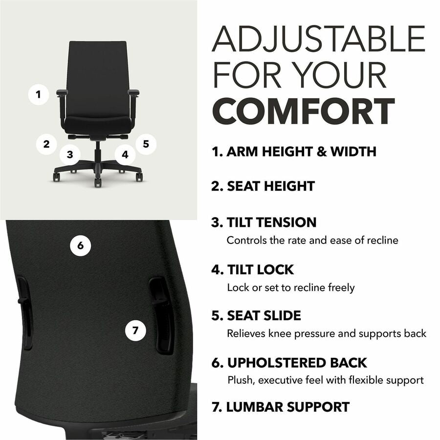 HON Ignition 2.0 Chair - Black Seat Color - Fabric Seat Material - Black Back Color - Fabric Back Material - Black Frame