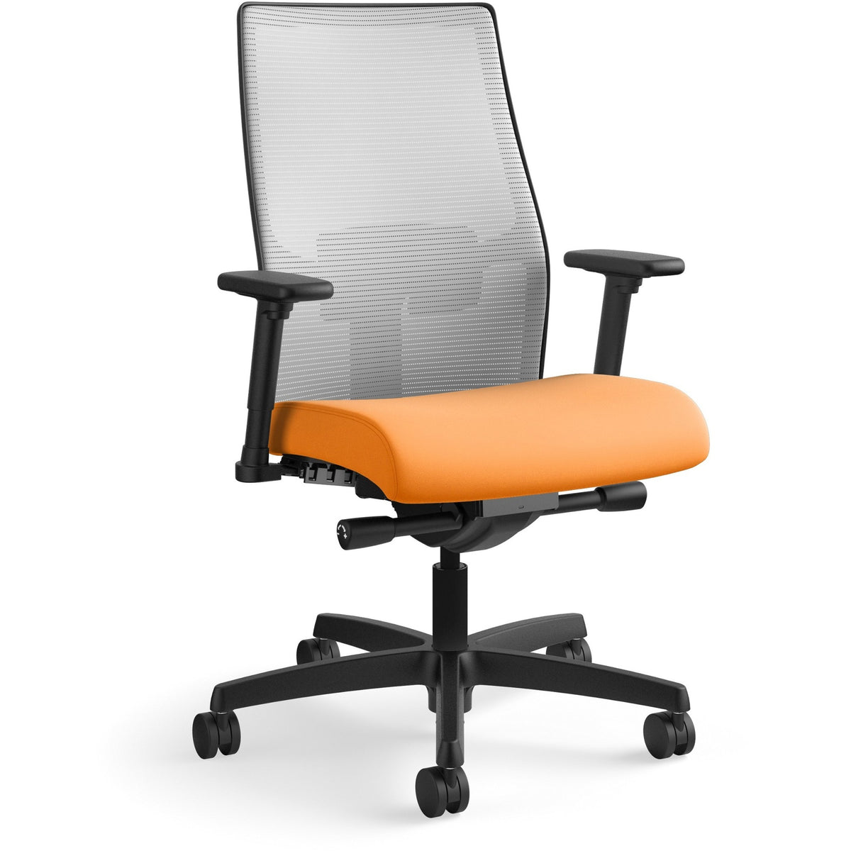 HON Ignition 2.0 Chair - Apricot Seat Color - Fabric Seat Material - Fog Back Color - Mesh Back Material - Black Frame C