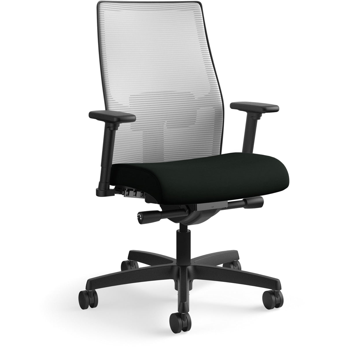 HON Ignition 2.0 Chair - Vinyl Seat Material - Fog Back Color - Mesh Back Material - Black Frame Color - Mid Back - Blac