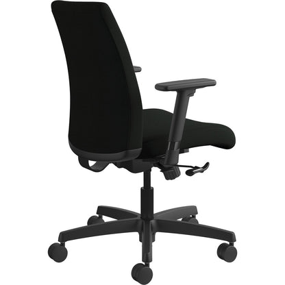 HON Ignition Chair - Black Seat Color - Vinyl Seat Material - Black Back Color - Fabric Back Material - Black Frame Colo