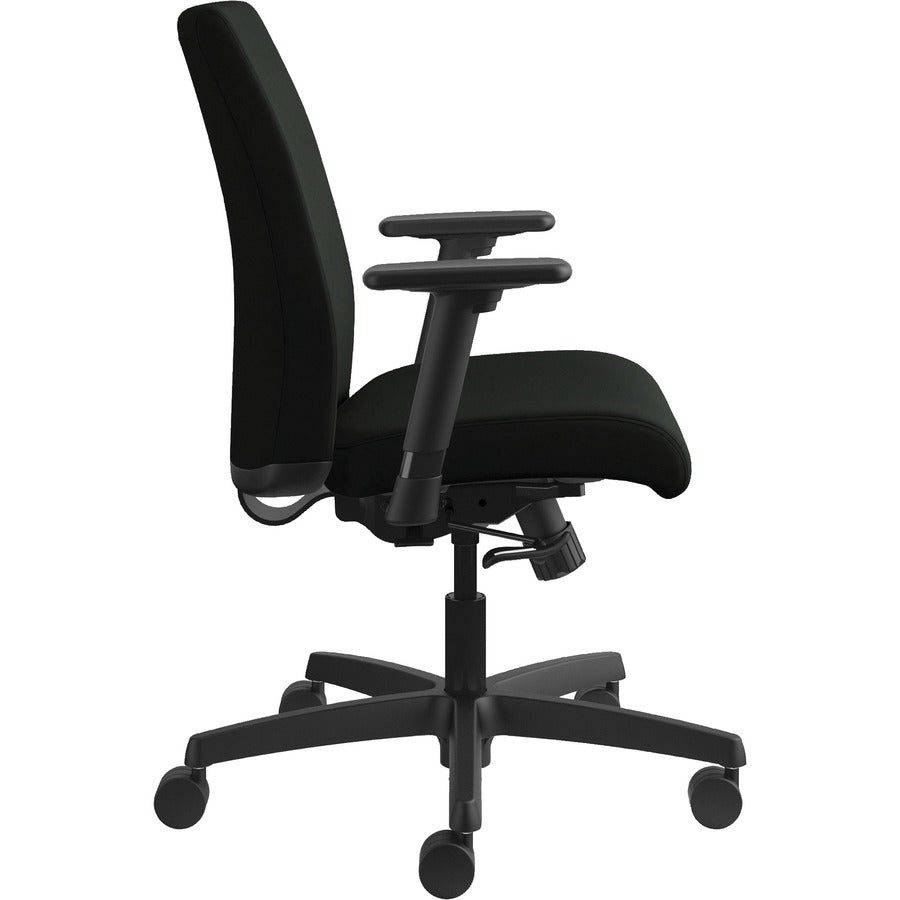 HON Ignition Chair - Black Seat Color - Vinyl Seat Material - Black Back Color - Fabric Back Material - Black Frame Colo