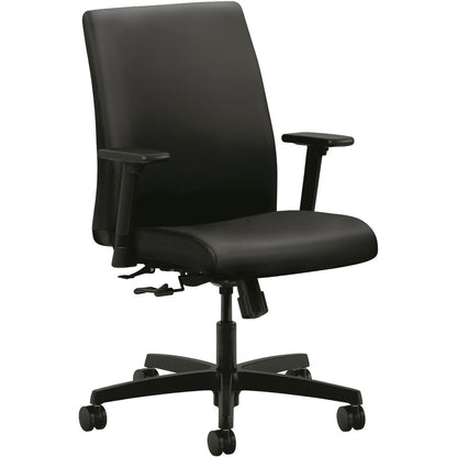 HON Ignition Chair - Black Seat Color - Vinyl Seat Material - Black Back Color - Fabric Back Material - Black Frame Colo