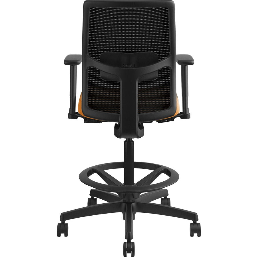 HON Ignition 2.0 Sitting Stool - Apricot Seat Color - Fabric Seat Material - Black Back Color - Mesh Back Material - Bla