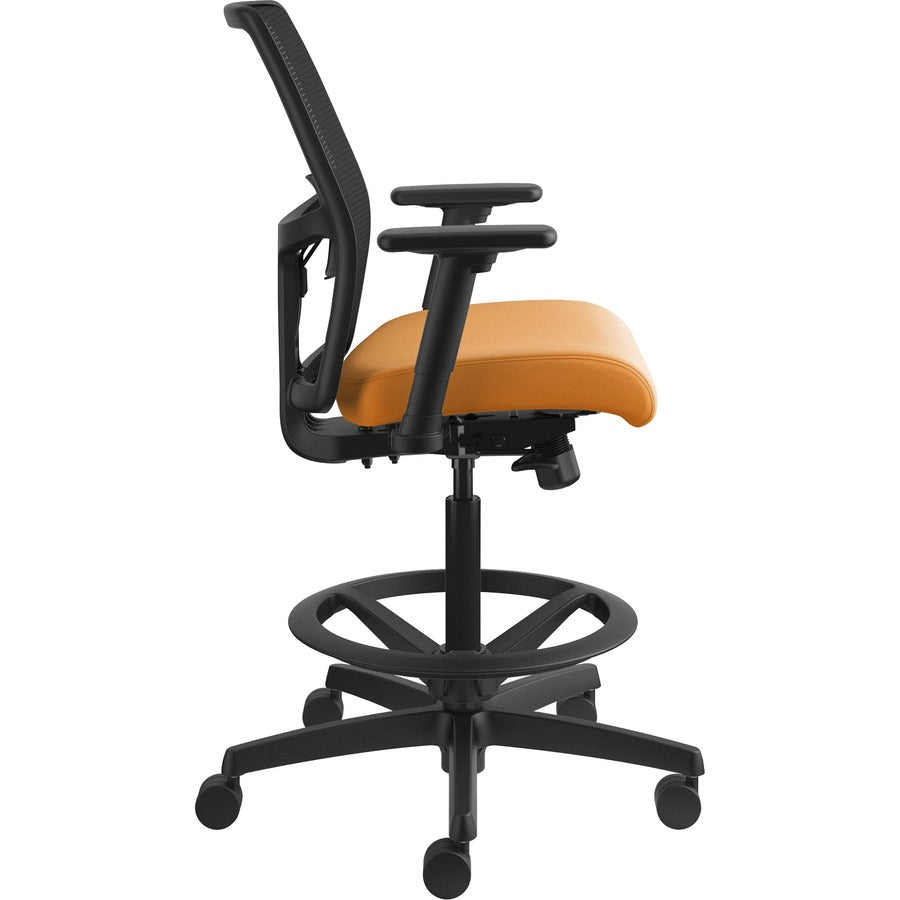 HON Ignition 2.0 Sitting Stool - Apricot Seat Color - Fabric Seat Material - Black Back Color - Mesh Back Material - Bla