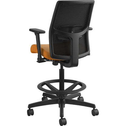 HON Ignition 2.0 Sitting Stool - Apricot Seat Color - Fabric Seat Material - Black Back Color - Mesh Back Material - Bla