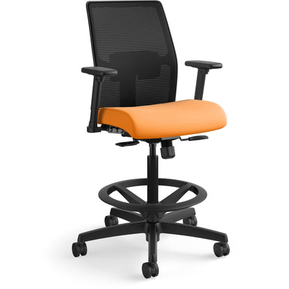 HON Ignition 2.0 Sitting Stool - Apricot Seat Color - Fabric Seat Material - Black Back Color - Mesh Back Material - Bla